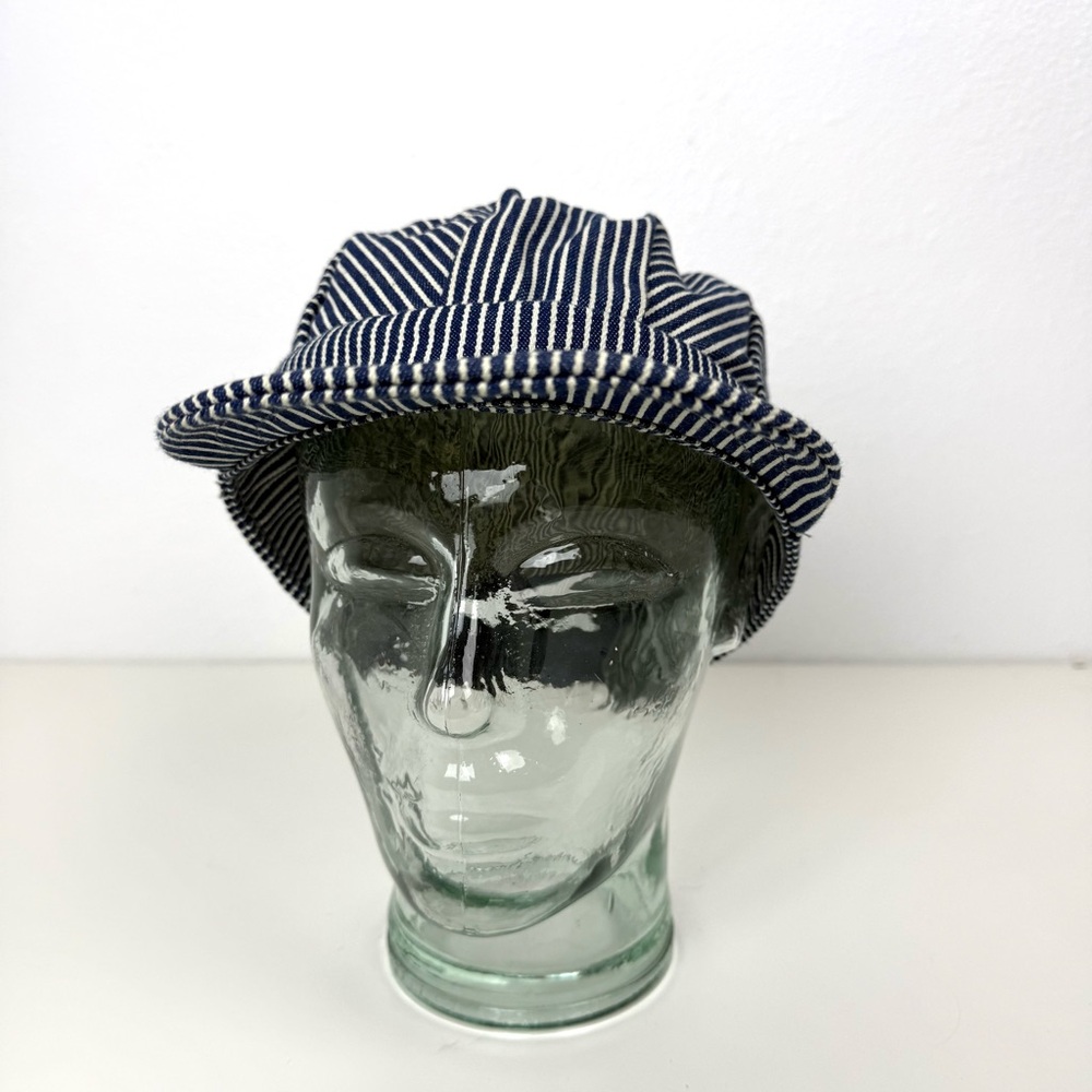 Child Train Conductor Snapback Striped Navy and White Cap
